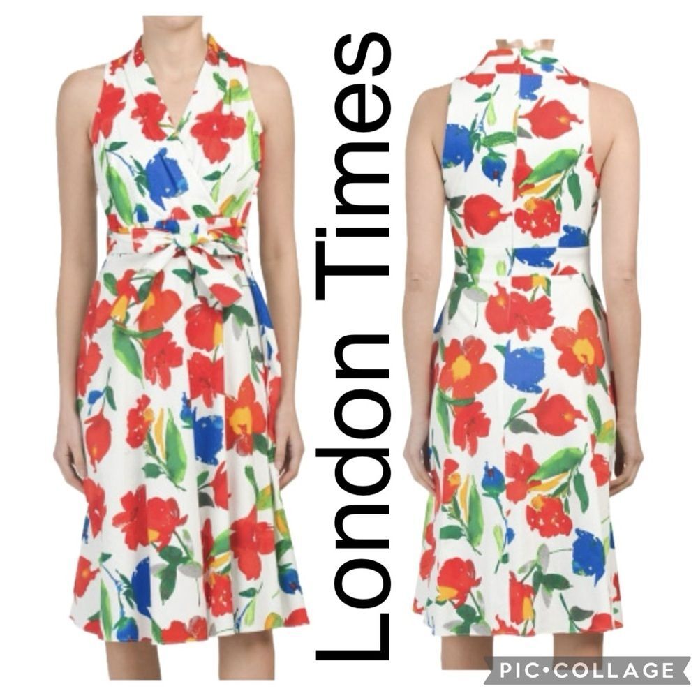 London Times Floral Halter
Neck Dress size 16W‎